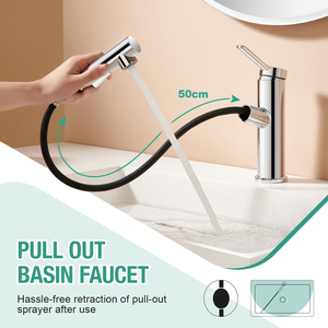 modern bathroom Modern 304 SS Single Handle Pull <b>Down</b> Pull Out Faucet Household - Product Image 2