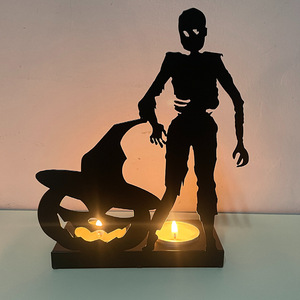 Portacandele di Halloween in ferro battuto cavo, decorazione da tavolo a forma di zucca, scheletro <span class=keywords><strong>e</strong></span> fantasma - Product Image 1