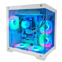 Full Tower MicroATX Steel Pillar Less Esports Gaming Computer Case with Panoramic Side View-Stock