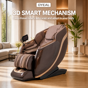 OYEAL Modern 3D <b>Zero</b> <b>Gravity</b> <b>Chair</b> Kneading Vibration Roller Foot High-End PU Plug-In Brown 120W - Product Image 1