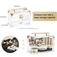 Stand Display Akrilik Ramah Lingkungan yang Dapat Disesuaikan dengan Pencetakan UV untuk Cat Kuku, Parfum, Lipstik, Kotak Display Akrilik Makeup
