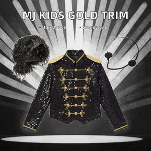 Costume de scène en polyester à paillettes pour enfants, style Dico des années <span class=keywords><strong>70</strong></span>, pour garçons, idéal pour la danse tap et le cosplay - Product Image 2