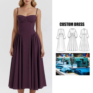Fabricante de Ropa OEM de Guangzhou Vestido Casual Largo de <span class=keywords><strong>Verano</strong></span> para Mujer con Tirantes Estilo Francés Retro y Logotipo Personalizado - Product Image 1