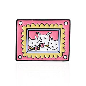 Sming Pin Enamel keluarga saya Pin kerah kucing foto hewan peliharaan bros logam kunci hati anjing persegi - Product Image 4