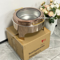 Matériel de restauration : Réchauds de buffet hydrauliques en acier inoxydable, finition Or, Or rose et Argent, pour la restauration de buffets, ensemble de réchauds de buffet