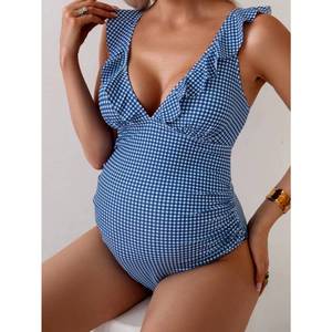 Maillot de bain de maternité pour femme à imprimé floral personnalisé, col en V profond, dos nu, bordure à volants, maillot de bain de <span class=keywords><strong>grossesse</strong></span> une pièce - Product Image 5