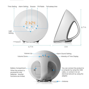 Reloj Despertador con Luz de Amanecer, Luz LED Ambiental, Radio FM y Ayuda para Dormir, Venta al Por Mayor de Fábrica, OEM/ODM Disponible - Product Image 3