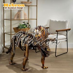 Estatua de Toro de Estilo Nórdico, Arte Folclórico, Decoración Geométrica de Metal para Escritorio y Estante, Patrón Animal, Tema de Jardín, Excelente Idea de Regalo - Product Image 2