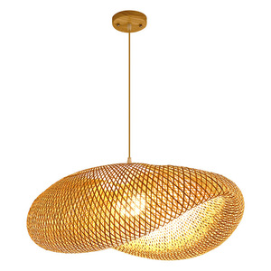 Lampe suspendue en bambou tressé, style rétro <span class=keywords><strong>zen</strong></span>, salon, salle à manger, cuisine, manoir, personnalité créative - Product Image 4