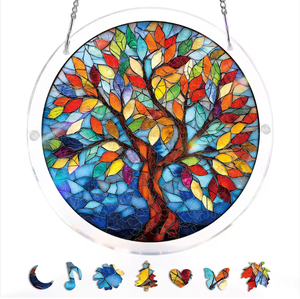 Attrape-soleil en acrylique style vitrail, ornement mural en mosaïque colorée pour <span class=keywords><strong>la</strong></span> maison, le jardin ou comme cadeau - Product Image 1