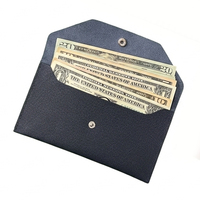 Dompet Golf Kulit Sapi Asli Korea Dompet Uang Kancing Jepret Kantong Koin Kecil Mini Kasual untuk Dibawa Sehari-hari Uniseks Hitam/Gelap