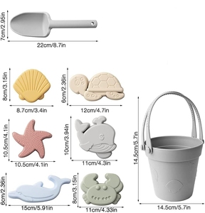 100% Food Grade Crianças Seaside Baby Beach Toy 8pcs Set Jogando Água e Areia Escavando Silicone verão Beach <span class=keywords><strong>Toys</strong></span> Set - Product Image 3