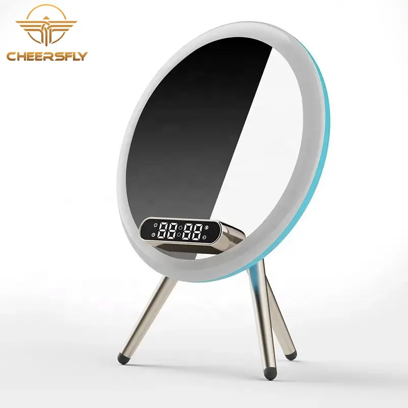 Q6 wireless charger Sound box BT speakers with stand alarm clock Two way wireless charger speaker