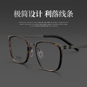 Montures de lunettes Linde Titanium 2706 rectangulaires pour hommes, écaille de tortue, monture optique Danyang, pont moyen, verres en plastique - Product Image 2