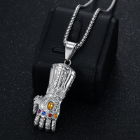 Collares de Joyería de Moda de Acero Inoxidable con Colgante de Guante de Hip Hop con Incrustaciones de Circonitas Cúbicas, Resistentes al Deslustre, Impermeables, para Hombres y Mujeres