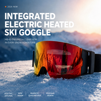 Masque de ski chauffant électrique haut de gamme avec lentille magnétique polarisée et monture en TPU, système de dégivrage automatique intégré pour le ski en extérieur
