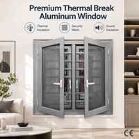 Ventanas abatibles de aluminio de doble acristalamiento con diseño profesional personalizable Estilo columpio moderno con pantalla