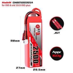GNB GAONENG RC <span class=keywords><strong>LiPo</strong></span> pil 3S <span class=keywords><strong>2500MAH</strong></span> <span class=keywords><strong>11.1V</strong></span> 5C için FrSky Taranis X9D verici XH2.54 FUTABA JR JST konektörü - Product Image 3