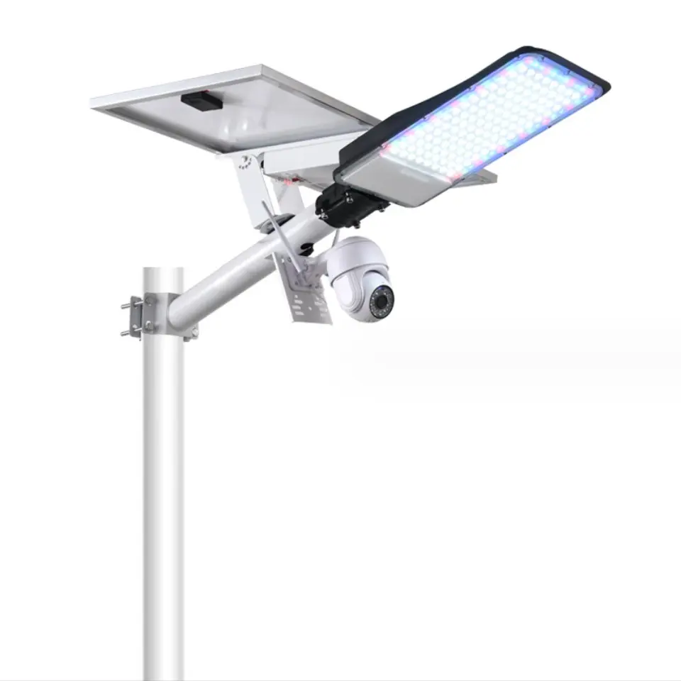 OEM كاميرا شارع شمسية خارجية واي فاي لاسلكية CCTV 4G بطاقة Sim تعمل بالطاقة مع كاميرا شمسية LED خارجية
