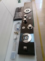 Panneau de douche à affichage numérique LED, système de douche 6 en 1 avec jets de pluie, cascade et jets latéraux
