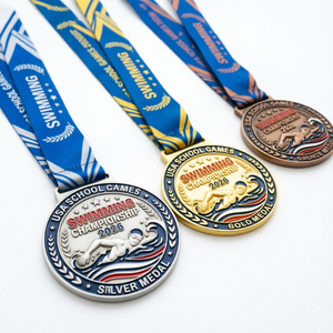Medalla de Natación Personalizada de Aleación de Zinc con Relieve 3D de Alta Definición y Esmalte Suave para Torneos Deportivos Universitarios - Product Image 3