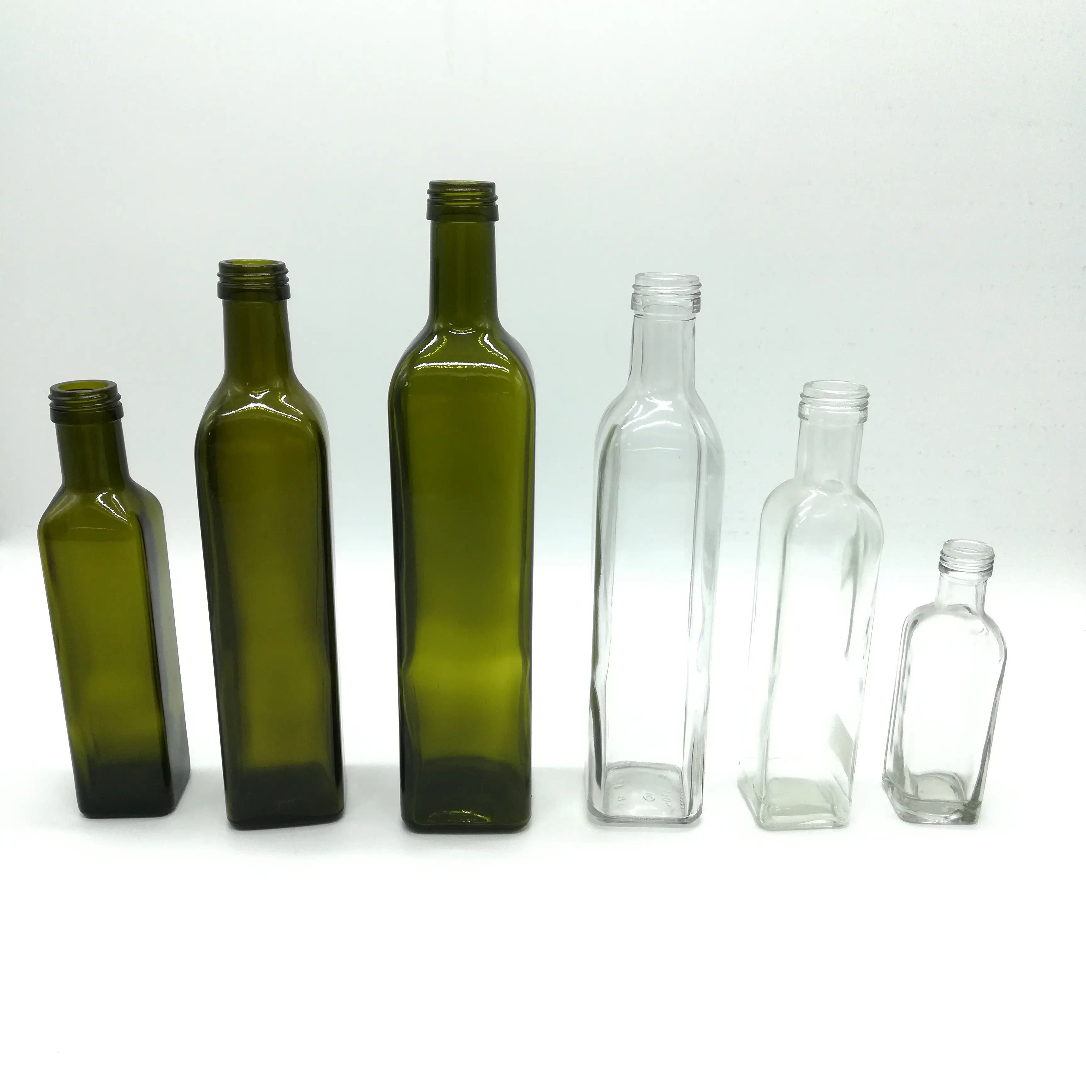Garrafa de vidro quadrada transparente, garrafa de vidro com tampa de plástico ou tampa de alumínio, 100ml/250ml/500ml/750ml