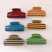 Nouvel Arrivage Pince à Cheveux Polyvalente Style Simple Rayures Colorées Logo Personnalisé pour Chignons Arrière de Tête Femme Accessoire Cheveux