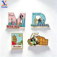 Pin Enamel Kustom Suvenir Pemandangan Kota Berlapis Emas, Lencana Logam Enamel Keras, Hadiah Pribadi Grosir