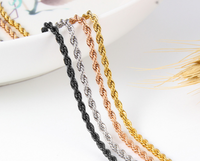 Collier chaîne en laiton plaqué or 18 carats, maillons corde épaisseurs 2MM 3MM 4MM 5MM, bijoux tendance pour filles - Vente en gros