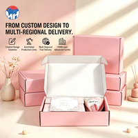 Boîtes rigides en carton ondulé rose personnalisées, recyclables, pour abonnement, emballage cadeau en papier avec gaufrage à chaud doré
