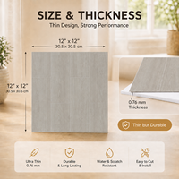 Carrelage de sol en PP gris clair sur mesure, 0,76 mm, autocollant adhésif pelable et repositionnable