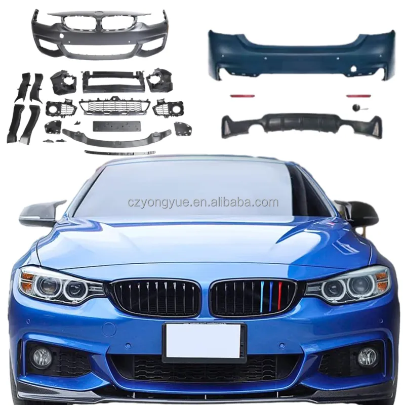 Fibra de carbono M Performance Sport Msport Bodykit Gloss Black M Tech Body Kit para BMW 4 Series F32 F36 Gran Coupe 420 2014-201