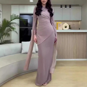 <span class=keywords><strong>Abito</strong></span> da Ballo da Donna con Paillettes e Maniche Lunghissime Personalizzato dal Brand, Vestito da Sera Musulmano Sobrio per Banchetti e Feste <span class=keywords><strong>di</strong></span> Gala - Product Image 2