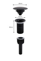 Égouttoir d'évier Pop up pour salle de bain Bouchon de vidange noir mat pour éviter le colmatage Égouttoir de lavabo chromé