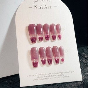 TK's Popular Minimalista Inspirado Sólido <span class=keywords><strong>Uñas</strong></span> artificiales Un solo <span class=keywords><strong>color</strong></span> Diez dedos Arena que fluye <span class=keywords><strong>Uñas</strong></span> de cáñamo Estilo francés - Product Image 2