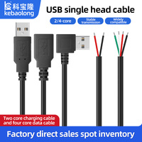 Câble de données USB à connecteur simple, gaine PVC, charge rapide 3A, conducteur en cuivre pur, non blindé, câblage à extrémité nue