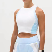 Débardeur de course pour femme OEM personnalisé, coupe courte, sans couture, à séchage rapide, anti-transpiration, par sublimation, avec poches latérales en mesh