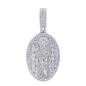 Collar con Colgante de San Judas Tadeo, Joyería Religiosa Chapada en Oro con Diamantes de Imitación, Cadena con Dije de San <span class=keywords><strong>Lazaro</strong></span>, Superventas - Product Image 4