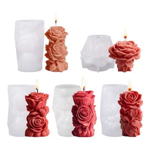 Rose Column Silicone <b>Mold</b> Model S-27 DIY Aromatherapy <b>Candle</b> Plaster Diffuser Stone Car Ornament Made in China - Product Image 1