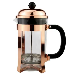 Amazon Hot Rose Gold Plunger Kopi, Stainless Steel Kaca Borosilikat Tinggi French Press