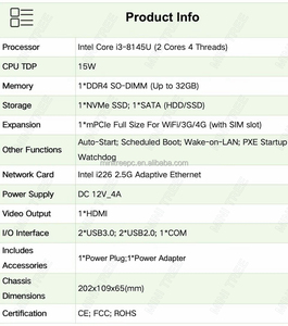 迷你树无风扇网络设备英特尔酷睿I3 8145U 6xi225 2.5G 4USB高清VGA以太网防火墙路由器Pfsense VyOS 6xantenna - Product Image 5