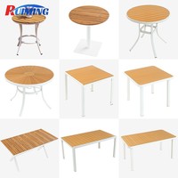 Balcon d'hôtel Salle à manger en plein air Bistro Table de café Base en métal Bois synthétique Imperméable Résistant aux UV Conception moderne écologique