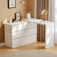 Coiffeuse de luxe rétractable style crème avec miroir LED Cloud et panneau doux pour la peau, pour chambre à coucher