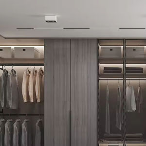 Muebles de Dormitorio de Alta Calidad en Color Gris, <span class=keywords><strong>Armario</strong></span> de Madera Contrachapada Personalizado, Vestidor con Puerta de Vidrio - Product Image 6