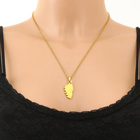 Acier inoxydable France Corse Île Carte Chaîne Collier Plaqué Or 18K Émail La Corse Drapeau Carte Korsika Pendentif Chaîne Collier