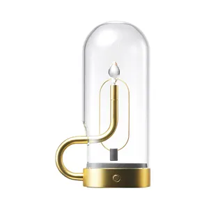 XQT lampu meja anggur mewah, cahaya Nordik sentuh dapat diisi ulang gaya industri lampu meja lilin tetesan air
