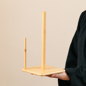 Porte-serviettes en papier en bambou avec support pour comptoir de cuisine, design rond, matériau en bois naturel - Product Image 2