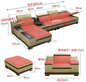 Nuovo Set <span class=keywords><strong>Divano</strong></span> a L Multifunzionale Monoposto da Soggiorno in Pelle di Grandi <span class=keywords><strong>Dimensioni</strong></span> con Altoparlanti <span class=keywords><strong>Divano</strong></span> Angolare da 1, 3, 5, 6, 7 Posti - Product Image 6