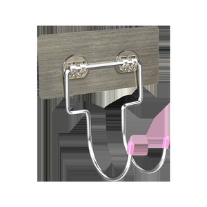 Wall Mounted Hair Dryer <b>Hook</b> Punch Free <b>Bathroom</b> Storage Rack Polished Finish Rectangle Shape - Product Image 2