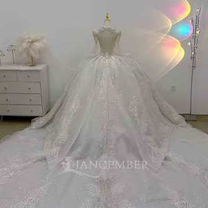 ชุดแต่งงานทรงบอลกาวน์สุดหรูหรา ประดับลูกไม้แบบเจ้าหญิง พร้อมชายกระโปรงยาวแบบชาเปล รุ่น Lsjj69 - Product Image 6